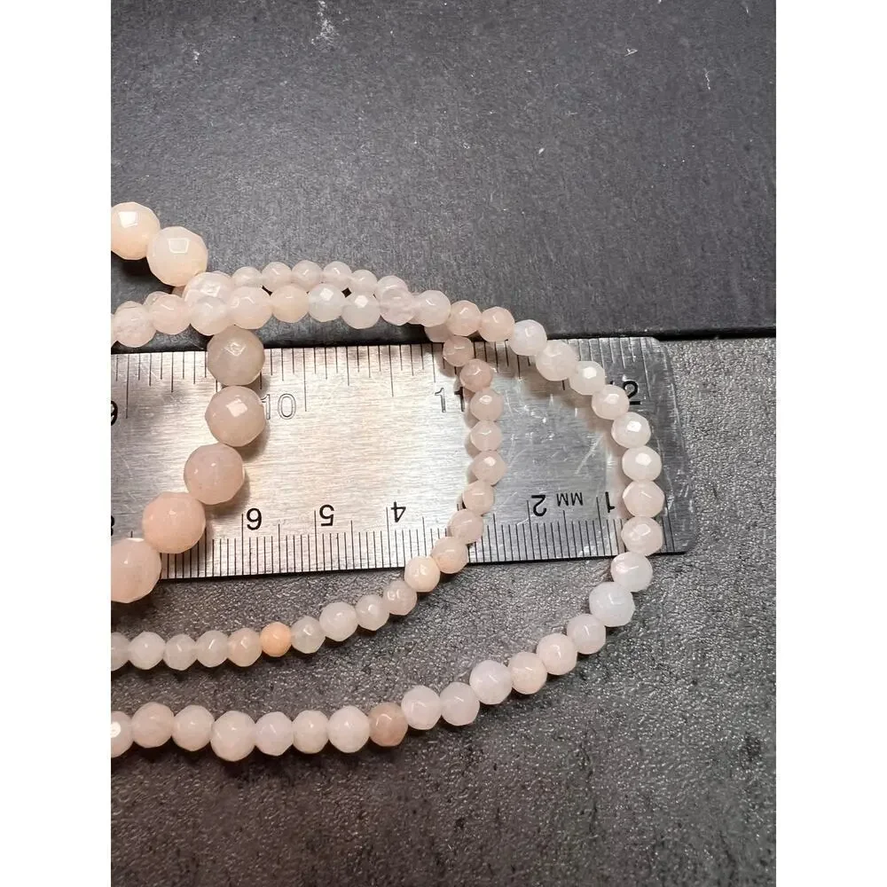 NEW pink aventurine multi strand necklace with sterling silver clasp